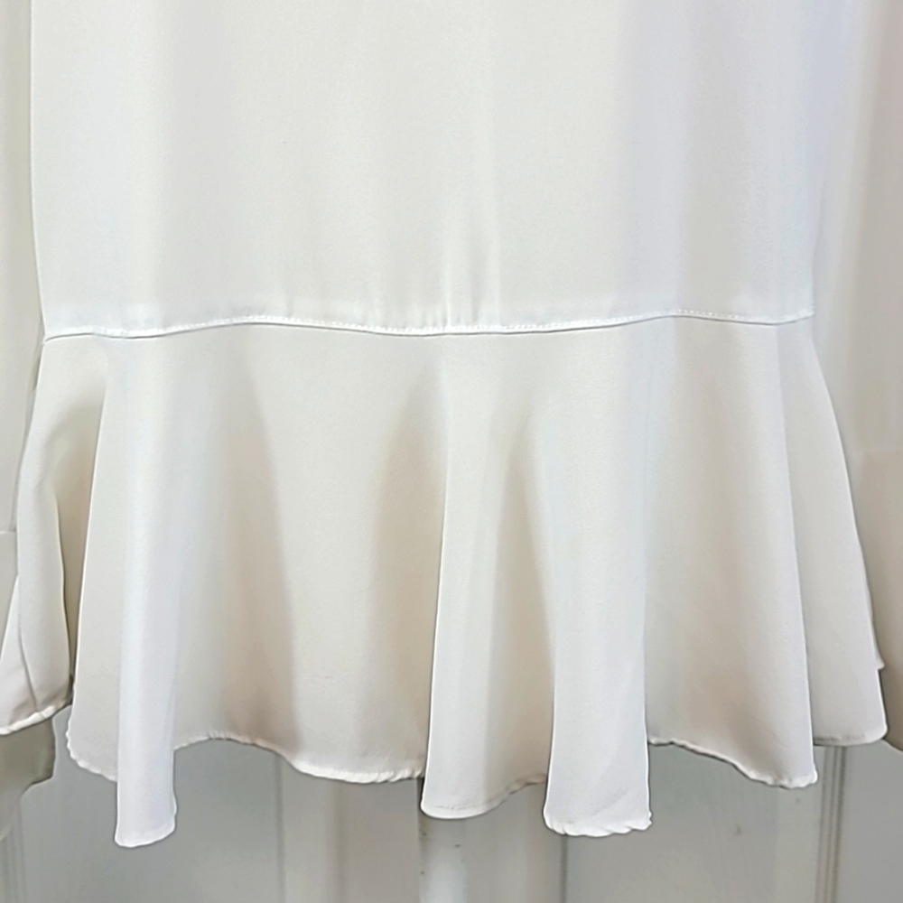 Soft Surroundings Cream Peplum V-Neck Blouse - Picture 3 of 13